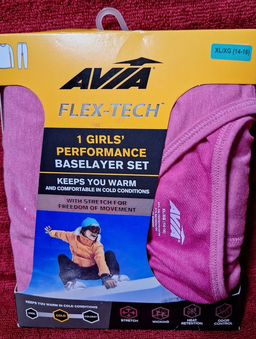 Avia Girls' Pink Performance Baselayer Set - Flex-Tech